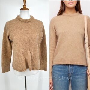 JENNI KAYNE Puffy Crewneck Wool Alpaca Sweater in Camel Tan